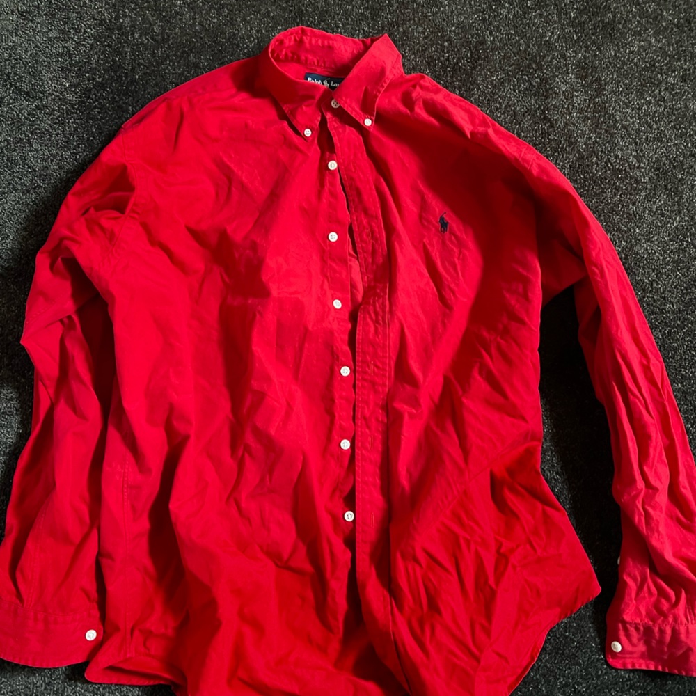Ralph Lauren Blake Men's Shirt Size XL Red Long Sleeve Button Down Christmas
